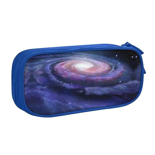 FAIRAH Space Spiral Cosmic Energy Gedruckt Große Kapazität Doppelschicht Reißverschluss Stift Tasche, Schreibwaren Aufbewahrungstasche, blau, Einheitsgröße, Schulrucksack von FAIRAH