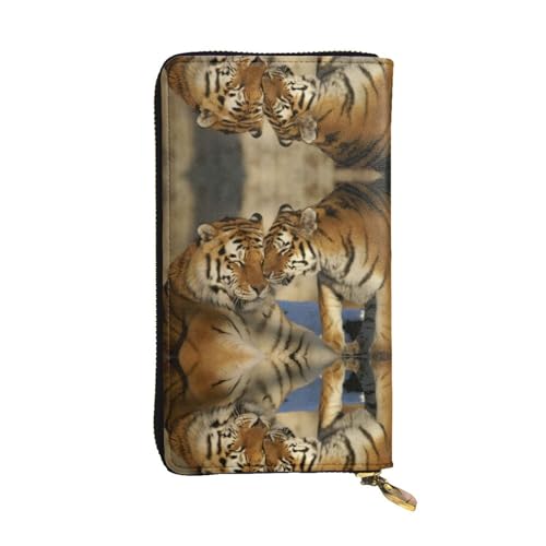 FAIRAH Tiger Couple Printed Leather Wallet, Zippered Credit Card Holder Unisex Version von FAIRAH