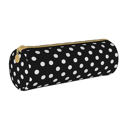 FAIRAH Twister Bleistift-Aufbewahrungstasche aus Leder, gepunktet, für den täglichen Gebrauch geeignet, Schwarz & Weiß Big Dot, Einheitsgröße, Münzbeutel von FAIRAH