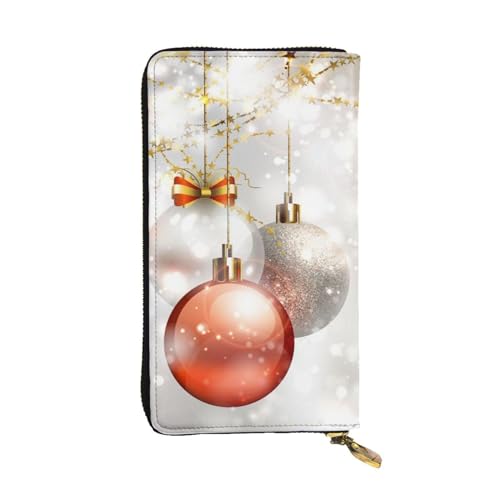 FAIRAH Xmas Balls Printed Leather Wallet, Zippered Credit Card Holder Unisex Version von FAIRAH