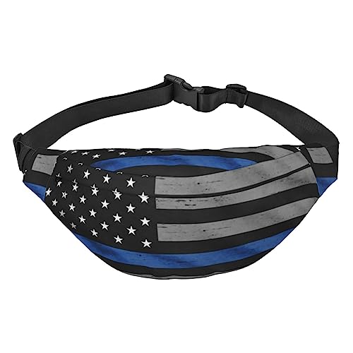 Gürteltasche mit Kunst-Glitzer-Druck, stilvolle und funktionale Hüfttasche, Rotgold, American Thin Blue Line Flagge, Einheitsgröße von FAIRAH