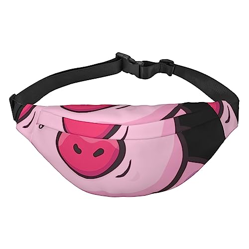 Gürteltasche mit Kunst-Glitzer-Druck, stilvolle und funktionale Hüfttasche, Rotgold, Smile Pink Pig, Einheitsgröße von FAIRAH