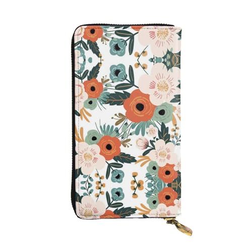 Spring Flower Printed Leather Wallet, Zippered Credit Card Holder Unisex Version von FAIRAH