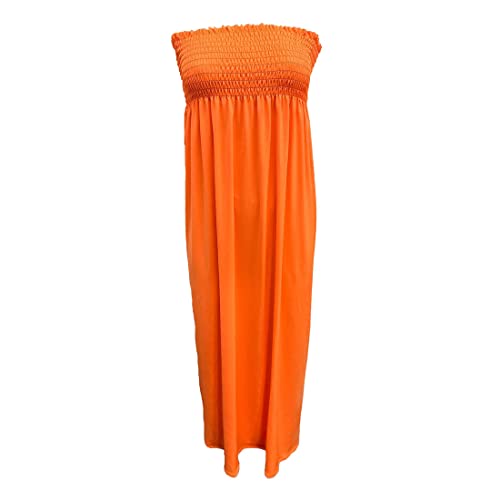 FAIRY TRENDZ LTD Damen-Maxikleid mit gerafftem Bandeau-Muster, trägerlos, gerüscht, lange Brüste, Jersey, Sommerkleid, durchscheinend, Maxi-Kleid, neon-orange, 38-40 FAIRY TRENDZ LTD Damen-Maxikleid mit gerafftem Bandeau-Muster, trägerlos, gerüscht, lange Brüste, Jersey, Sommerkleid, durchscheinend, Maxi-Kleid, neon-orange, 38-40 von FAIRY TRENDZ LTD