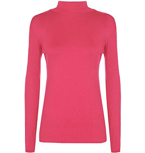 FAIRY TRENDZ LTD Damen Rollkragenpullover, Stretch, lange Ärmel, einfarbig, Gr. 34-54 Gr. 42-44, fuchsia von FAIRY TRENDZ LTD