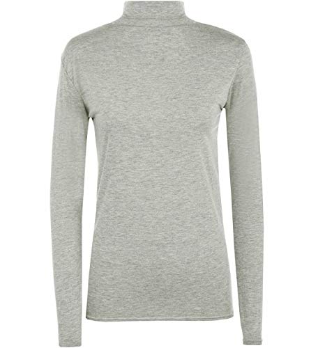 FAIRY TRENDZ LTD Damen Rollkragenpullover, Stretch, langärmelig, einfarbig, Größe 36-54, hellgrau, 42-44 von FAIRY TRENDZ LTD