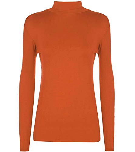 FAIRY TRENDZ LTD Damen Rollkragenpullover, Stretch, lange Ärmel, einfarbig, Gr. 34-54 Gr. 42-44, rust von FAIRY TRENDZ LTD