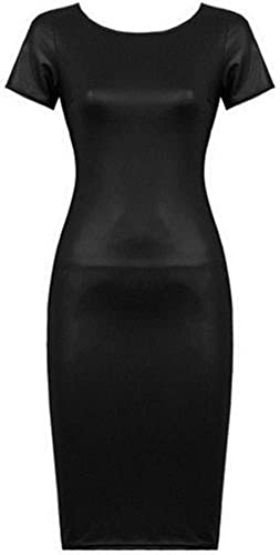 FAIRY TRENDZ LTD Damen Wetlook PVC Cami Swing Top Skaterkleid Leder figurbetontes Kleid Mini Rock Leggings Tops UK 8-26 Gr. 50-52, Midi-Kleid mit Flügelärmeln von FAIRY TRENDZ LTD
