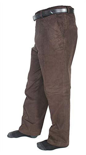 FAIRY TRENDZ LTD Herren Standard Comfort Stretch Cord Hose Erwachsene Büro Gürtel Tasche Hose, braun, 36W x 29L von FAIRY TRENDZ LTD