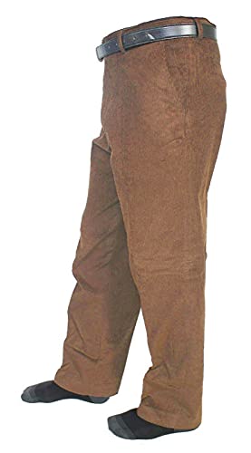 FAIRY TRENDZ LTD Herren Standard Comfort Stretch Cord Hose Erwachsene Büro Gürtel Tasche Hose, camel, 48W x 31L von FAIRY TRENDZ LTD