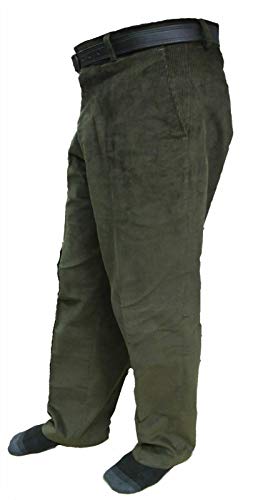 FAIRY TRENDZ LTD Herren Standard Comfort Stretch Cord Hose Erwachsene Büro Gürtel Tasche Hose, olivgrün, 48W x 31L von FAIRY TRENDZ LTD