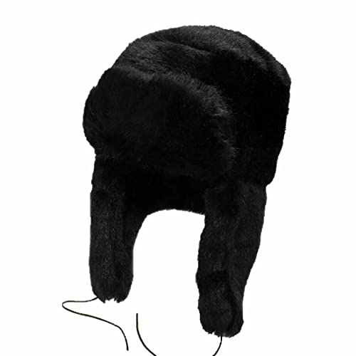 FAIRY TRENDZ LTD Russische Trappermütze mit Abzeichen Kunstpelz Uschanka Kosakenklappen Hut Warme Wintermütze Cap, Schwarz ohne Abzeichen, Einheitsgröße von FAIRY TRENDZ LTD