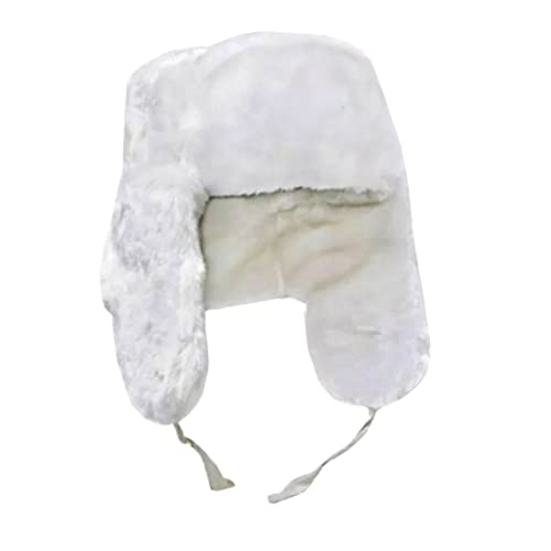 FAIRY TRENDZ LTD Russische Trappermütze mit Abzeichen Kunstpelz Uschanka Kosakenklappen Hut Warme Wintermütze Cap, Weiß ohne Abzeichen, Einheitsgröße von FAIRY TRENDZ LTD