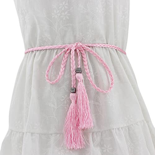 FAIRYGATE Kettengürtel Damen-Gürtel Skinny Rope für Frauen Gewebt Geflochtene Taille Seil Quaste Taillengürtel für Rock Kleid, DA1223 von FAIRYGATE