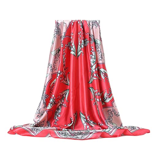 FAIRYGATE Damen Mädchen Glänzend Halstuch aus 100% Seide Seidentuch Seidenschal Schal Bandana Kopftuch Nickituch 90x 90cm (rot) 73016 von FAIRYGATE