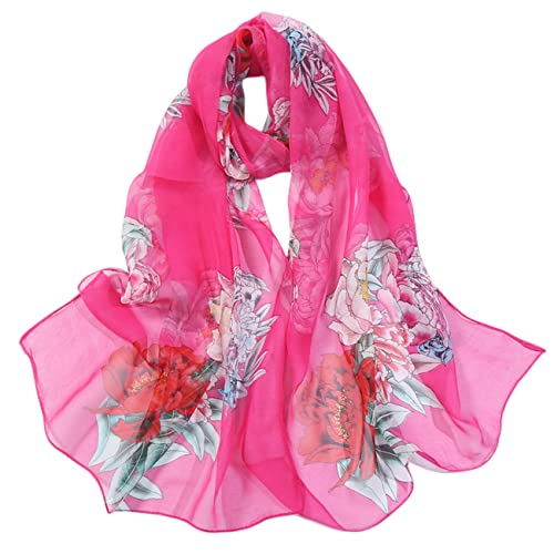 FAIRYGATE Damen Schal Pink Seidentuch Haare Chiffon Schal für Damen Elegantes Accessoire für Frauen Schals Halstuch Schulter Tuch Schal Chiffon Stola Scarves A5106 von FAIRYGATE