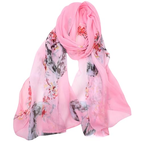 FAIRYGATE Damen Schal Rosa Musselin Tuch - Chiffon Halstuch Blumen Schals Tücher Leicht Stola 032 von FAIRYGATE