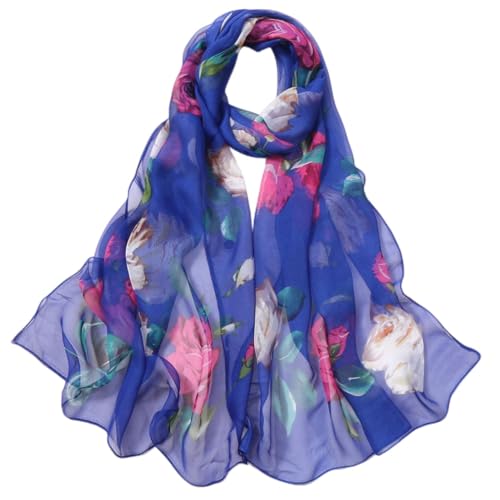 FAIRYGATE Schal Bunt Schal Blau Damen Seidenschal Elegant Stola Chiffonschal für Hochzeits Kopftuch Abendkleid Festliche Multifunktionstuch A5212 von FAIRYGATE