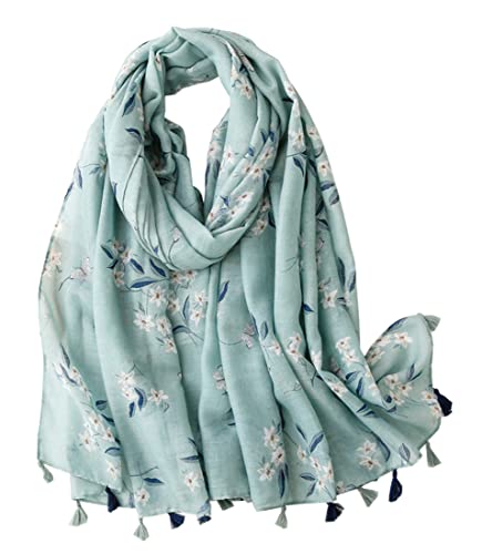 FAIRYGATE Grüne Schals & Tücher für Damen Frauen Leichter Blumendruck Halstuch Damen Schal Für Frühling Sommer 4027 von FAIRYGATE