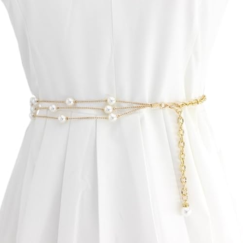 FAIRYGATE Gürtel Damen Taillengürtel Mode Taille Kette Handgemachte Perlen Hochzeit Braut Perle Hochzeitskleid Schärpe Gürtel Perle, DA6412 von FAIRYGATE