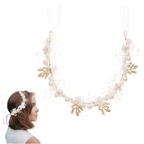 FAIRYGATE Haarband Blumen Stirnband Haarschmuck Haarbänder Kopfschmuck für Mädchen Damen Frauen Perlen Braut Tiara 4914 von FAIRYGATE