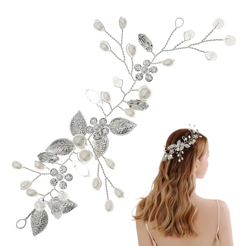 FAIRYGATE Haarband Braut Hochzeit Haar Reben Silber Kristall Perle Stirnband Kopfschmuck Braut Haarschmuck für Frauen und Mädchen 4718 von FAIRYGATE
