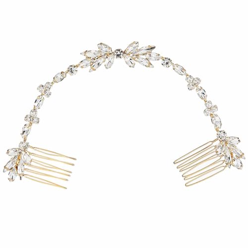 FAIRYGATE Haarschmuck Mädchen Strass Blatt Hochzeit Stirnband für Bräute Brautjungfer Kristall Braut Tiara Kopfschmuck für Abschlussball 4816 von FAIRYGATE