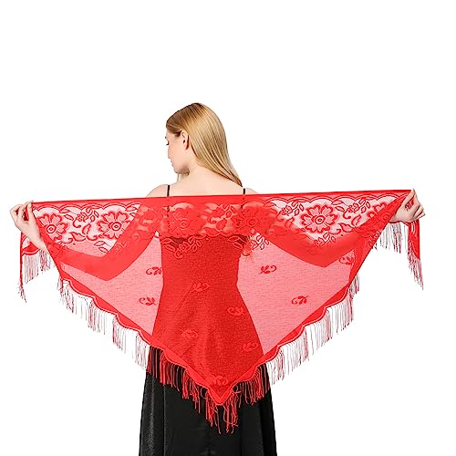 FAIRYGATE Halstuch Damen Bestickt Glitzer Schal Dünn Vintage Floral Stola Wraps mit Pailletten für Hochzeit Abendkleider A6306 von FAIRYGATE