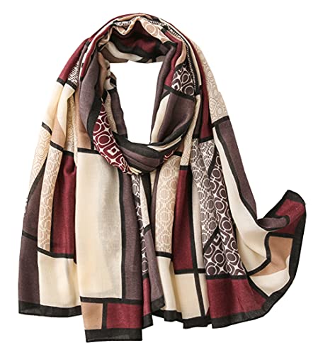 FAIRYGATE Halstuch Damen Schal Schals & Tücher für Damen Warm Weich Retro Gedruckt Geometrisch Streifen Muster Weich Warm Lange Halstücher Sonnenschut Stola für Abendkleid Ganzjährig 80012 von FAIRYGATE