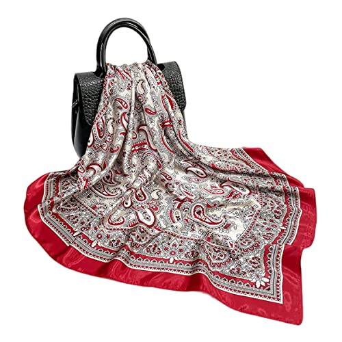 FAIRYGATE Halstuch Damen Seide Halstücher Quadratisch 90cm X 90cm Seide-Gefühl Seidig Schal Tuch mit Blumen Muster 89037 von FAIRYGATE