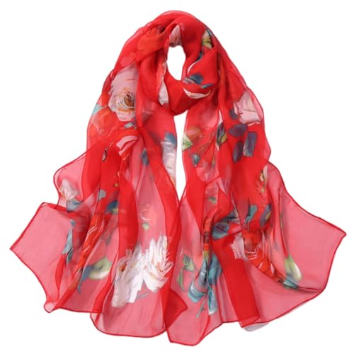 FAIRYGATE Festliche Stola Schal Rot Damen Halstuch Seide Sheer Chiffon Tücher und Wraps für Abendkleider Leichter Weicher Hochzeit Braut Schultertuch A5217 von FAIRYGATE