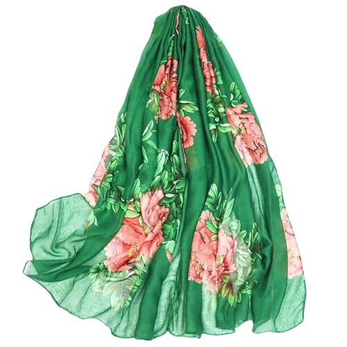 FAIRYGATE Halstuch Damen Sommer Tuch Grün - Schal mit Blumenmuster Scarf Stola Deckenschal 180 * 90cm 8051 von FAIRYGATE
