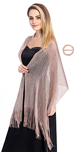 FAIRYGATE Halstuch Damen mit kostenloser Schalschnalle Umschlagtuch Schals & Tücher für Damen Schal Mit Quasten Reversible Shawl Weiches Netz Fransen Wraps für Hochzeit Party A0521 von FAIRYGATE