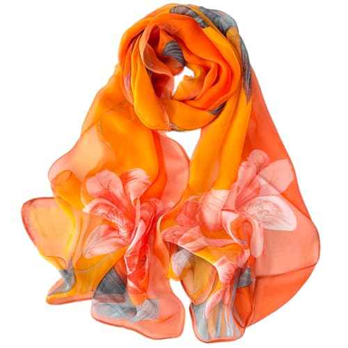 FAIRYGATE Musselin Schal Damen Mädchen Kunstseide Schal Quadratischer Halstuch Sanftmütig Haarschal Elegant Damenschal Süß Blumenmuster B7223 von FAIRYGATE