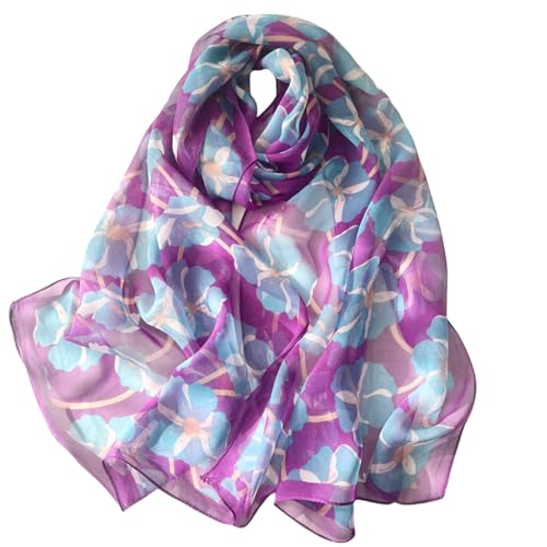 FAIRYGATE Schal Damen Blau Großer Schals für Damen Blumendruck für Herbst und Winter Modisch B7118 von FAIRYGATE