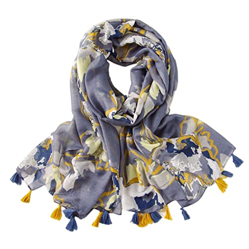 FAIRYGATE Schal Damen Elegant Scarf Bandana blauer Schal mit großem Blumenmuster Warmer Leicht Schals Tücher Stolen für den Winter Mädchen Geschenke für Paare 68010 von FAIRYGATE