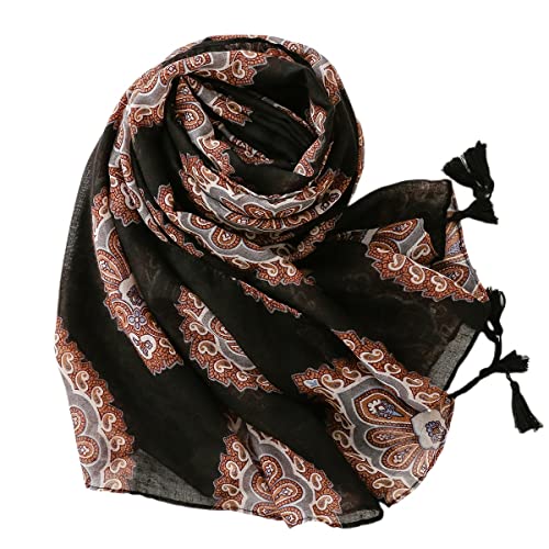 FAIRYGATE Schal Damen Schals & Tücher Halstuch für Sommer Frühling Ganzjährig XXL Tuch Damenschal Multifunktionstuch Stola Tuch mit Quasten 17233, 90 * 180 cm von FAIRYGATE