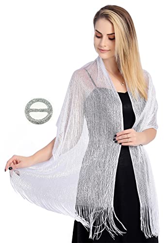 FAIRYGATE Schal Damen mit Kostenloser Schalschnalle Funkelnde Elegante Schal Stola mit Fransen für Abendparty kleider Brautkleider Abendkleider Alltagskleidung A0505 von FAIRYGATE