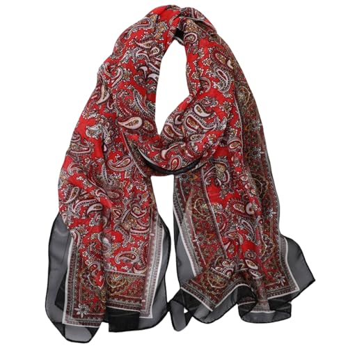 FAIRYGATE Schal Rot Chiffon Halstuch Damen - Tücher und Wraps Leichter Weicher Schals Stola A5419 von FAIRYGATE