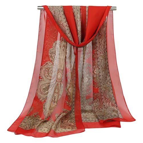 FAIRYGATE Schal Rot Leichtes Damen Tuch - Chiffon Schals und Tücher für Abendkleid XXL Stola Scarf 45035 von FAIRYGATE