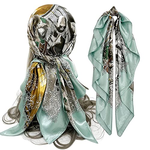 FAIRYGATE Schal Damen Grün Kopftuch Seide Schal Seide Gefühl Frauen Elegant Damen Scarf Bandana Warmer Leicht Schals Tücher Stolen Mädchen Geschenk Kopftücher 90015 von FAIRYGATE