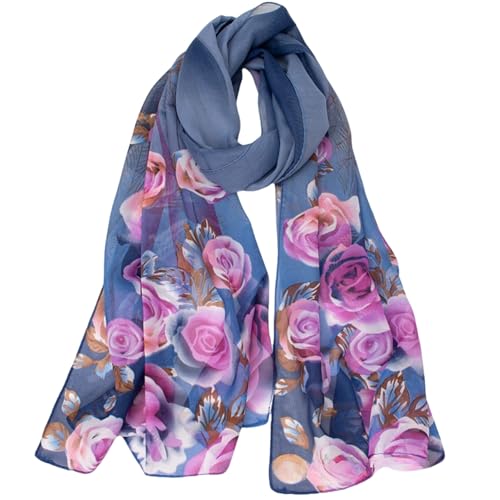 FAIRYGATE Schal mit Blumenmuster Tücher Damen Frühling - Musselin Schals Leichtes Tuch für Stola 004 von FAIRYGATE