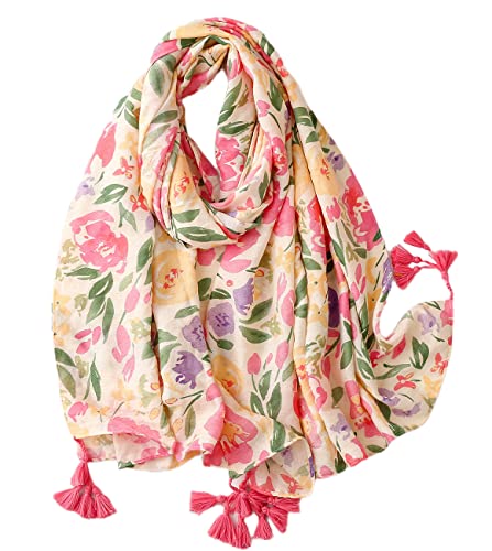 FAIRYGATE Schals Damen mit Quaste Stola Damen Festlich Umschlagtuch Retro Floral Ethno Drucken Große Platz Nacken Wärmer Schalcape Wraps Geschenke für Oma 9042 von FAIRYGATE