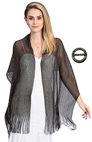 FAIRYGATE Schals & Tücher für Damen mit kostenloser Schalschnalle Funkelnde Tücher Stola Damen Festlich Metallic Shawl Für Frauen Damen Schimmernder Schals und Wraps A0506 von FAIRYGATE