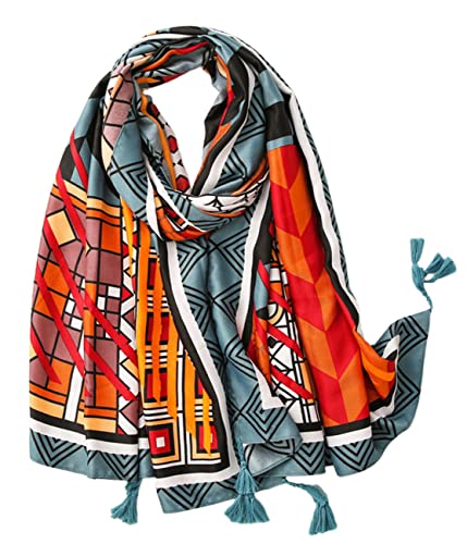 FAIRYGATE Schals & Tücher für Damen Tuch Damen bunter Schal rot und grün Print Schal Große Leichte Tücher Wraps passend für jeden Anlass 99013 von FAIRYGATE