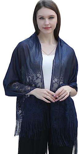 FAIRYGATE Schals & Tücher für Damen Womens Large Lightweight Soft Lace Scarf Wickelschal Floral und Fransen A6207 von FAIRYGATE