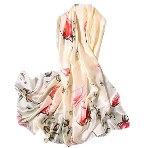 FAIRYGATE Seidenschal Damen 100% Seide XXL Blumen Seidentuch Stola für Abendkleid Hochzeit Seide Schal Halstuch 79022 von FAIRYGATE