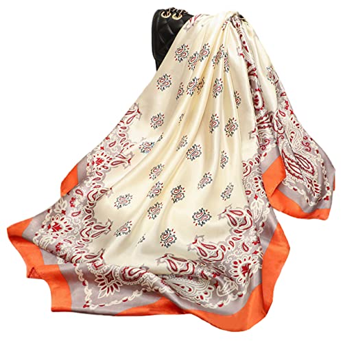 FAIRYGATE Damenschal Seidenschal Damen Bunt Quadratische Halstücher Schals Imitierter Seidenschal für Damen DA2509 von FAIRYGATE