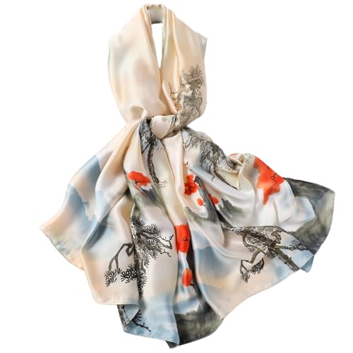 FAIRYGATE Seidenschal Damen Elegant Tücher Dünn Weiche Stola 180 x 90 cm Seidentuch Seide Schals Leicht Tuch Bandana Mehrfarbig Schal Kopftuch Haarschal 42026 von FAIRYGATE