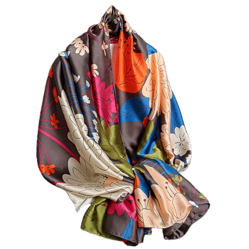 FAIRYGATE Seidenschal für Damen Herren Blume Muster Seidentuch 180 x 90 cm Schal Seide Stola für Abendkleid Tuch Diverse Designs Tücher Tuchschal Weicher Schlauchschal 44058 von FAIRYGATE